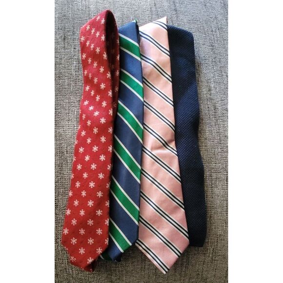Lot Of 4 J. Crew Red Blue Pink Ties‎